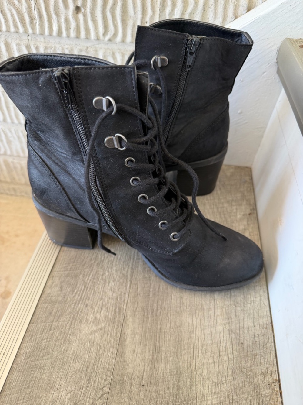 White Mountain Black Lace-Up Combat Boots - Picture 3 of 6